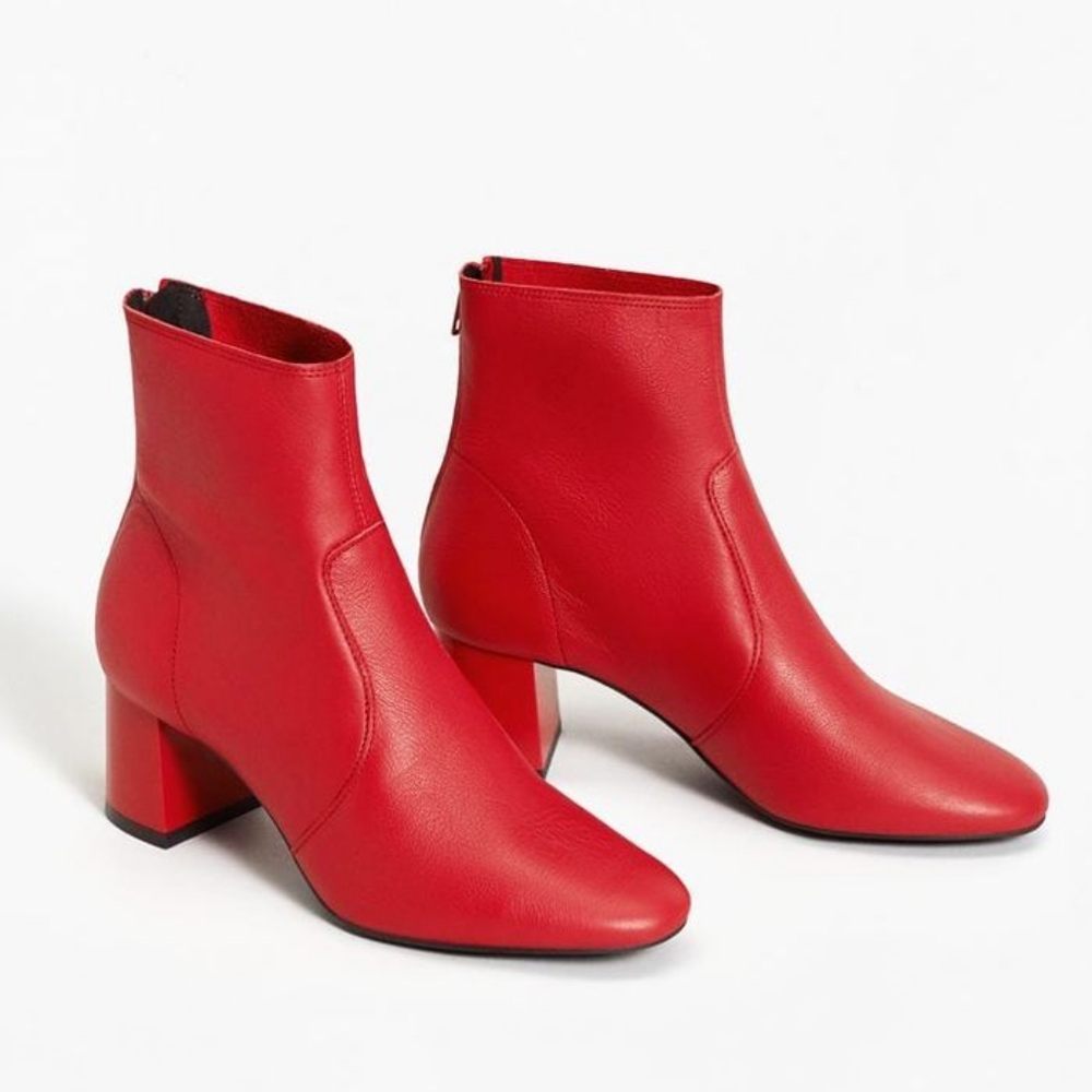 Get your go-go on! Mango red leather ankle boot size 38.